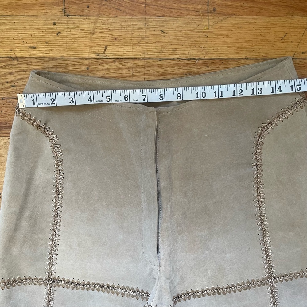 SMH Vintage Tan Leather Crochet Trim Pants Size 10 - Picture 4 of 8